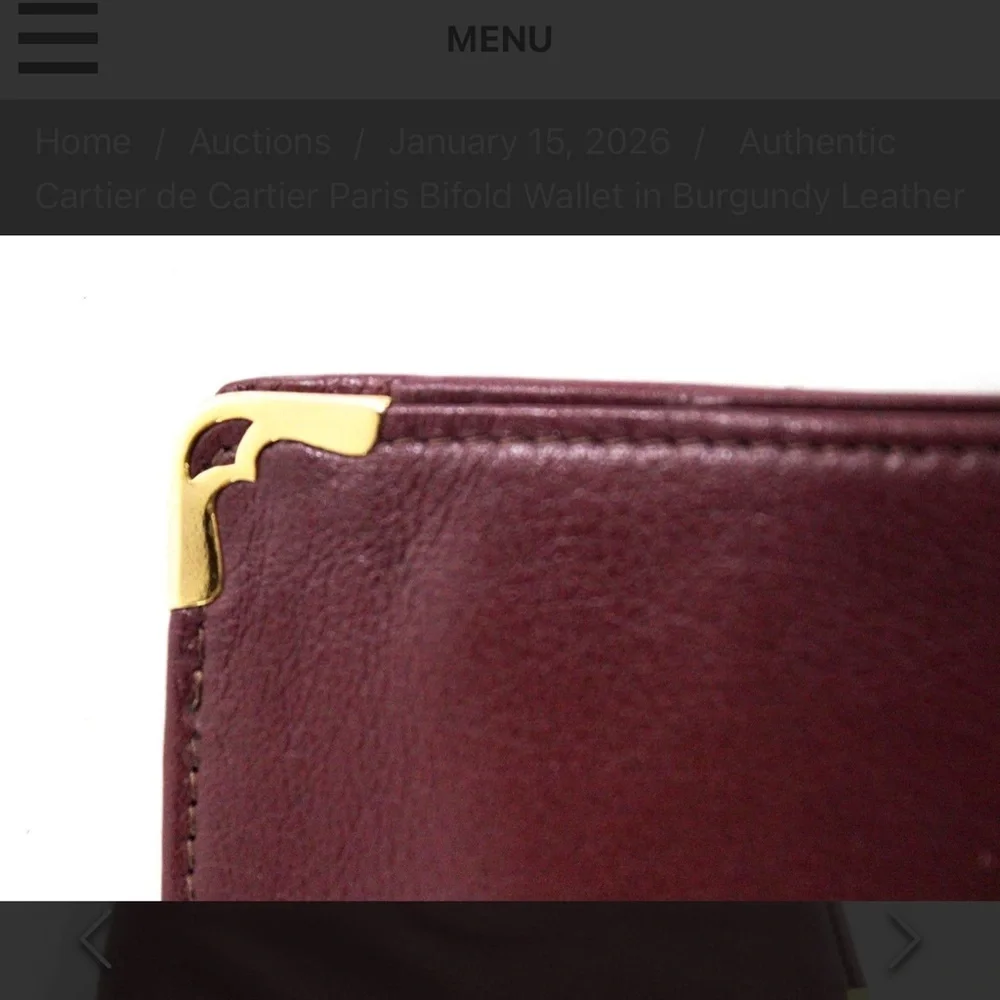 Authentic Cartier de Cartier Paris Bifold Wallet in Burgundy